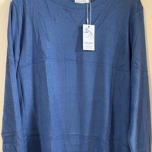 MOSHU Women’s Long Sleeve Tunic Top Blue XL Casual Oversized Blouse NWT…#520